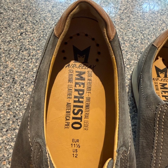 Mephisto Dark Gray Leather Sneakers Size 12 - Picture 3 of 8